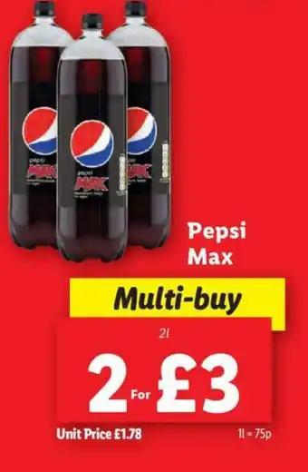 Lidl Pepsi Max 2L offer