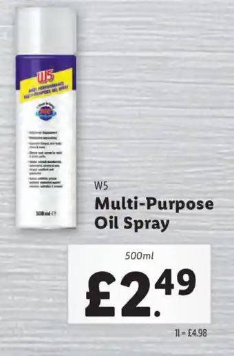 Lidl W5 Multi-Purpose Oil Spray offer