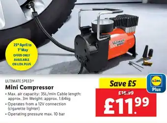 Lidl ULTIMATE SPEED® Mini Compressor offer