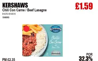 Bestway KERSHAWS Chili Con Carne / Beef Lasagne offer