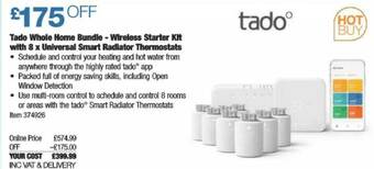 Costco Tado Whole Home Bundle - Wireless Starter Kit With 8 X Universal Smart Radiator Thermostats offer
