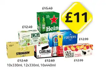 Londis View Heineken, Inch's, Foster, Strongbow, Carling, Old Mout Cider Pineapple & Raspberry offer