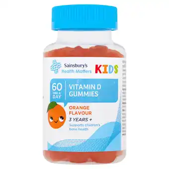 Sainsbury's Sainsbury's Kids Vitamin D Gummies Orange Flavour 3 Years + One a Day x60 offer