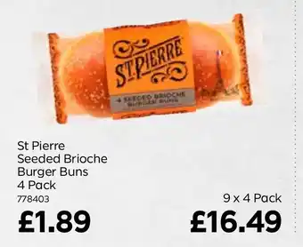 Bestway St Pierre Seeded Brioche Burger Buns 4 Pack offer