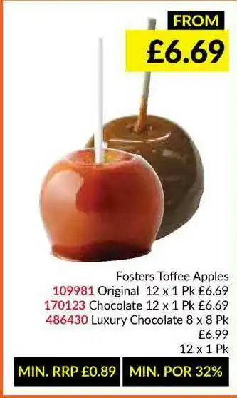 Musgrave MarketPlace Fosters Toffee Apples Original Chocolate Luxury Chocolate offer