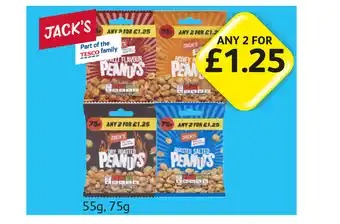 Londis View Jack's Peanuts Chilli Flavour, Honey Roasted, Dry Roasted, Roasted & Salted offer