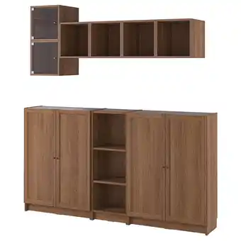 IKEA Billy / eket Storage combination with doors, brown walnut effect/clear glass offer