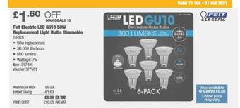 Costco Feit Electric Led Gu10 50w Replacement Light Bulbs Dimmable offer
