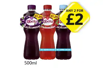 Londis View Ribena Blackcurrant, Lught, Strawberry Light offer