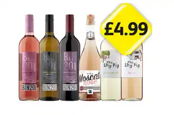 Londis View Seven Tenths Bin 201 Juicy Rose, Zesty White, Fruity Red, Moscato Rosé, The Shy Pig Crisp White, Blush offer