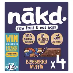 Morrisons Nakd Blueberry Muffin 4 Raw Fruit & Nut Bars offer