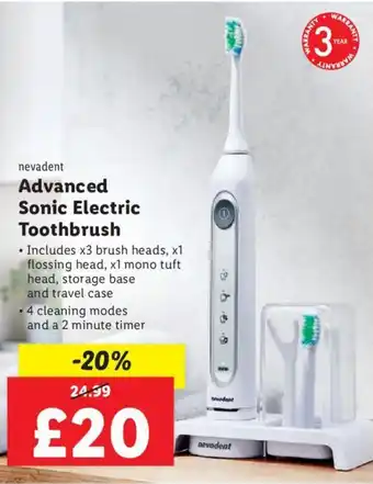 Lidl nevadent Advanced Sonic Electric Toothbrush offer