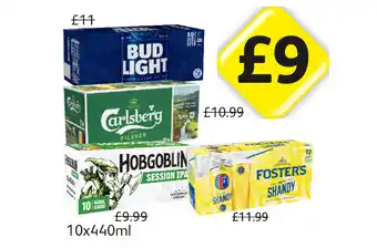 Londis View Bud Light, Carlsberg, Hobgoblin, Fosters Shandy offer