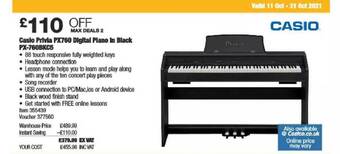Costco Casio Privia Px760 Digital Plano In Black Px-760bkc5 offer