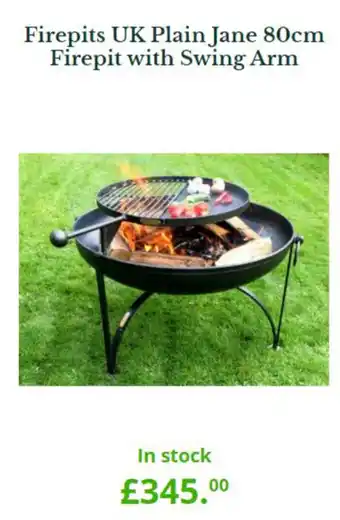 Firepits UK Plain Jane 80cm Firepit with Swing Arm