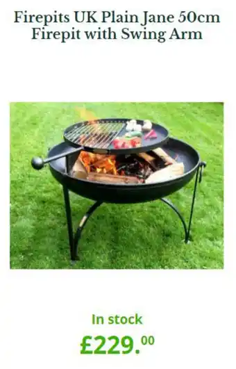 Van Hage Firepits UK Plain Jane 50cm Firepit with Swing Arm offer