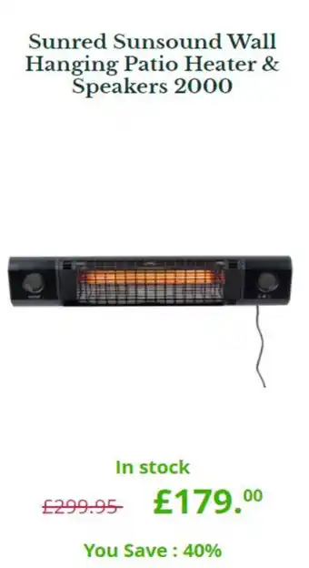 Sunred Sunsound Wall Hanging Patio Heater & Speakers 2000
