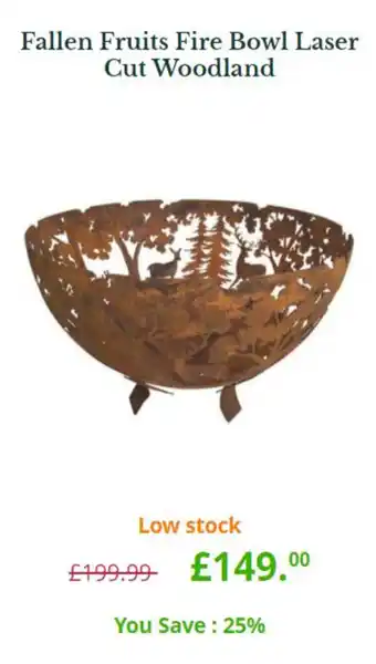 Van Hage Fallen Fruits fire Bowl Laser Cut Woodland offer