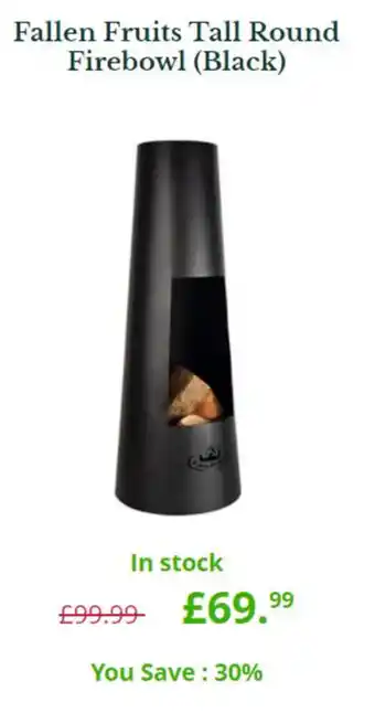 Van Hage Fallen Fruits Tall Round Firebowl (Black) offer