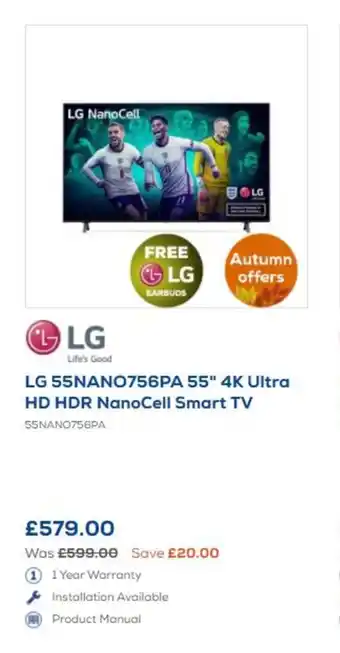 LG 55" 4K Ultra HD HDR NanoCell Smart TV