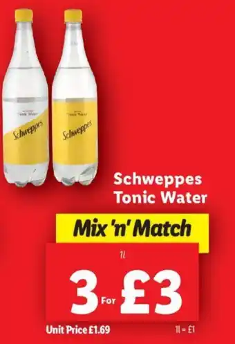 Lidl Schweppes Tonic Water 1L offer