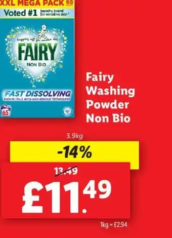 Lidl Fairy Washing Powder Non Bio offer