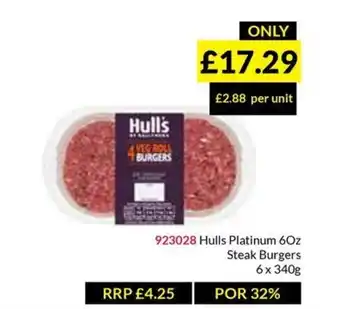 Musgrave MarketPlace Hulls Platinum 6Oz Steak Burgers offer