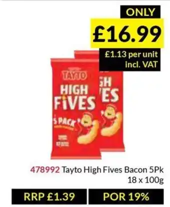 Musgrave MarketPlace Tayto High Fives Bacon 5Pk offer