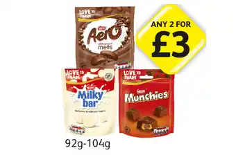 Londis View Aero Chocolate Melts, Milkybar, Munchies offer