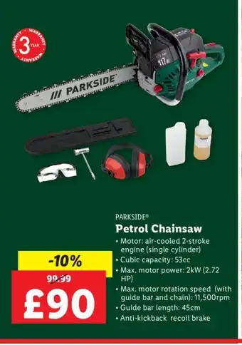 Lidl PARKSIDE® Petrol Chainsaw offer
