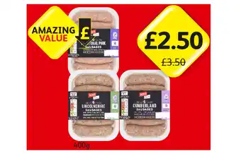 Londis View Jack's Sausages Traditional Pork, Lincolnshire, Cumberland offer