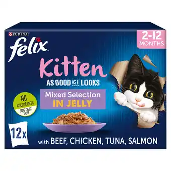 Iceland FELIX As Good As it Looks Kitten Mixed in Jelly Wet Cat Food 12x100g offer