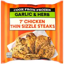 Iceland Iceland 7 Garlic & Herb Chicken Sizzle Steaks 450g offer