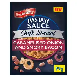 Iceland Batchelors Pasta 'n' Sauce Chefs Special Caramelised Onion and Smoky Bacon Flavour Pasta Sachet 99g offer