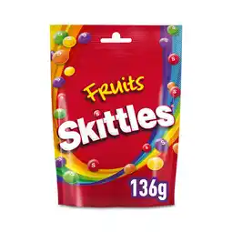 Iceland Skittles Vegan Chewy Sweets Fruit Flavoured Pouch Bag 136g offer