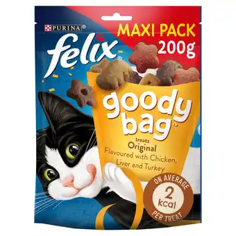 Iceland FELIX Goody Bag Original Chicken, Liver and Turkey Cat Treats 200g offer
