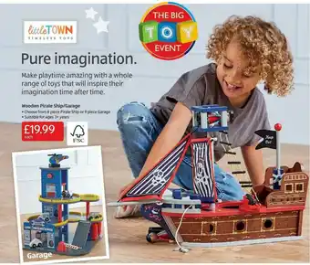Aldi Little Town Wooden Pirate Ship-garage offer