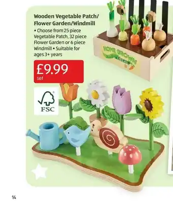 Aldi Wooden Vegetable Patch- Flower Garden-windmill offer