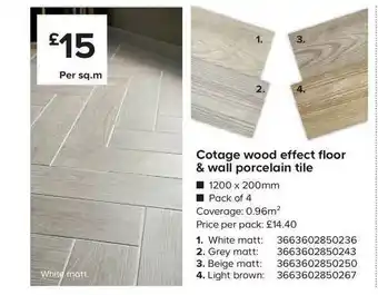 TradePoint Cotage Wood Effect Floor & Wall Porcelain Tile offer