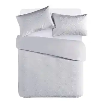 Morrisons Nutmeg Home Grey Geo Embossed Duvet Set King offer