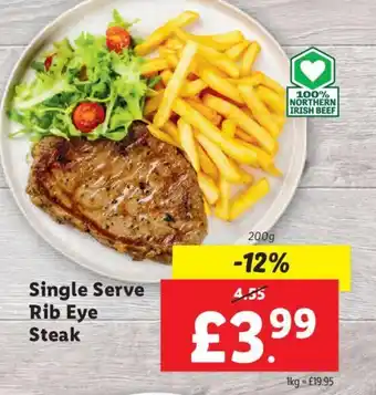 Lidl Single Serve Rib Eye Steak offer
