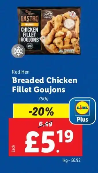 Lidl Red Hen Breaded Chicken Fillet Goujons offer