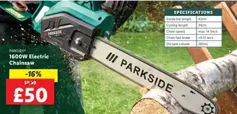 Lidl PARKSIDE® 1600W Electric Chainsaw offer