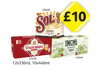 Londis View Sol Cerveza, Cruzcampo, Inch's offer