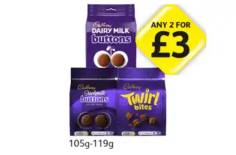 Londis View Cadbury Dairy Milk Buttons, Darkmilk Buttons, Twirl Bites offer