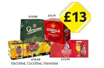 Londis View Staropramen, Estrella, Desperados, Madri offer