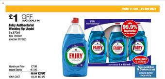 Costco Fairy Antibacterial Washing Up Liquid offer