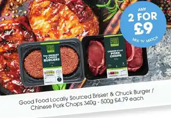 Centra Good Food Locally Sourced Brisket & Chuck Burger / Chinese Pork Chops 340g - 500g offer