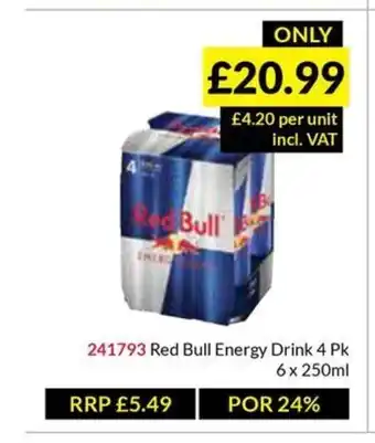 Musgrave MarketPlace Red Bull Energy Drink 4 Pk 6 x 250ml offer