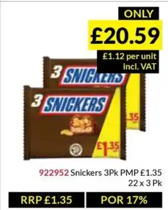 Musgrave MarketPlace Snickers 3Pk offer